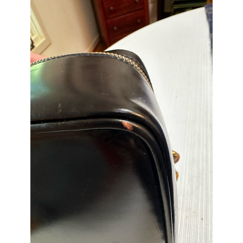 Gucci Black Patent Leather Small Cosmetic Case w/ Bamboo Accents - Picture 4 of 13